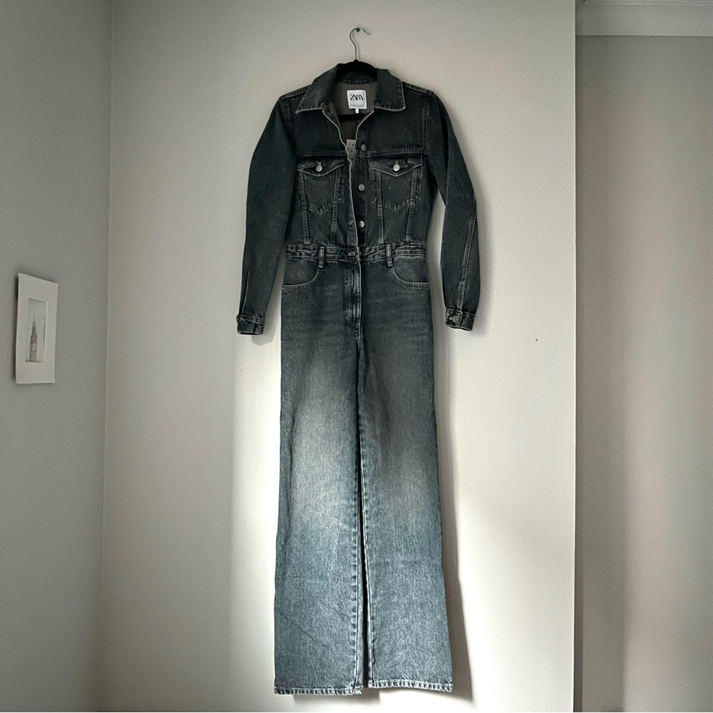 Straight-Leg Denim Jumpsuit